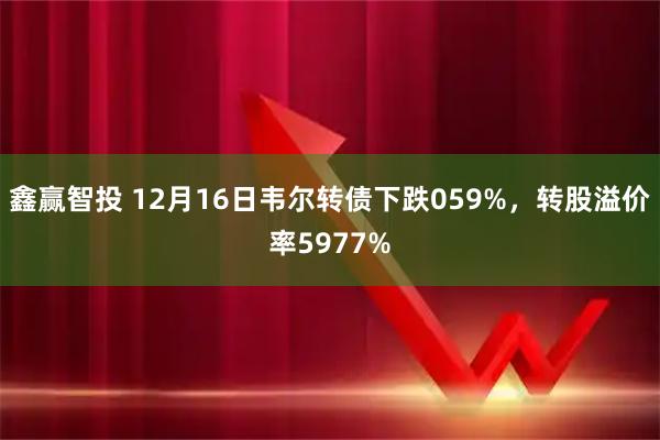 鑫赢智投 12月16日韦尔转债下跌059%，转股溢价率5977%